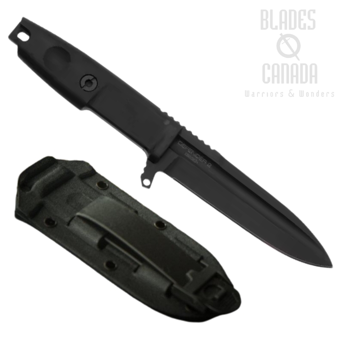 Extrema Ratio Defender 2 Fixed Blade Knife, N690 Black, Black Handle Extrema Ratio Defender 2 Fixed Blade Knife, N690 Black, Black Handle